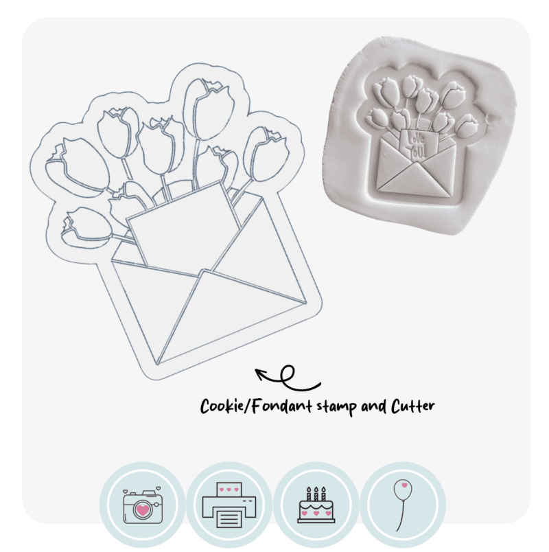 Floral Letter Envelope | Fondant Cookie Stamp Cutter Set